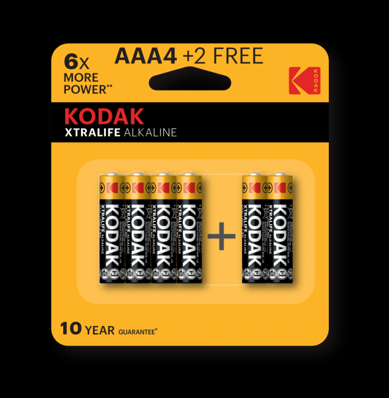 KODAK XTRALIFE Alkalické baterie K3A-4+2